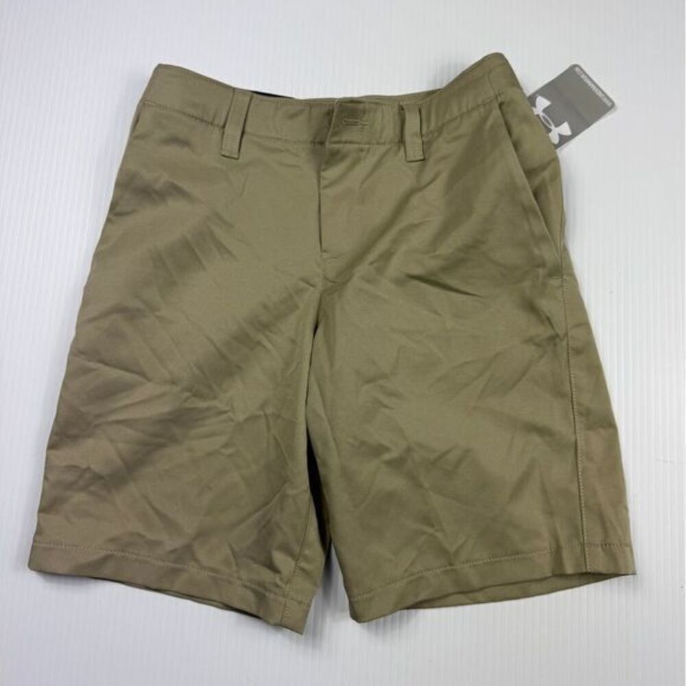 Under Armour Golf Shorts Khaki Flat Front Quick Dry Performance Size 10